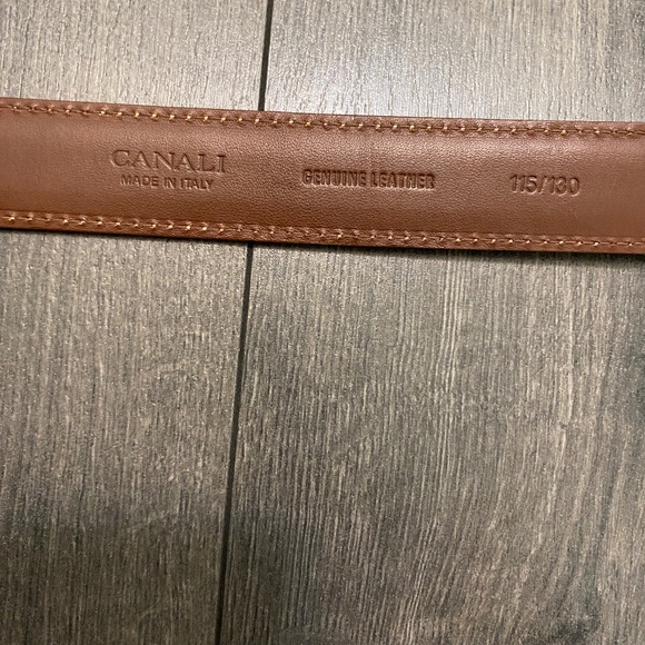Canali Brown Leather Embossed Belt Size 115/130 - Picture 4 of 7
